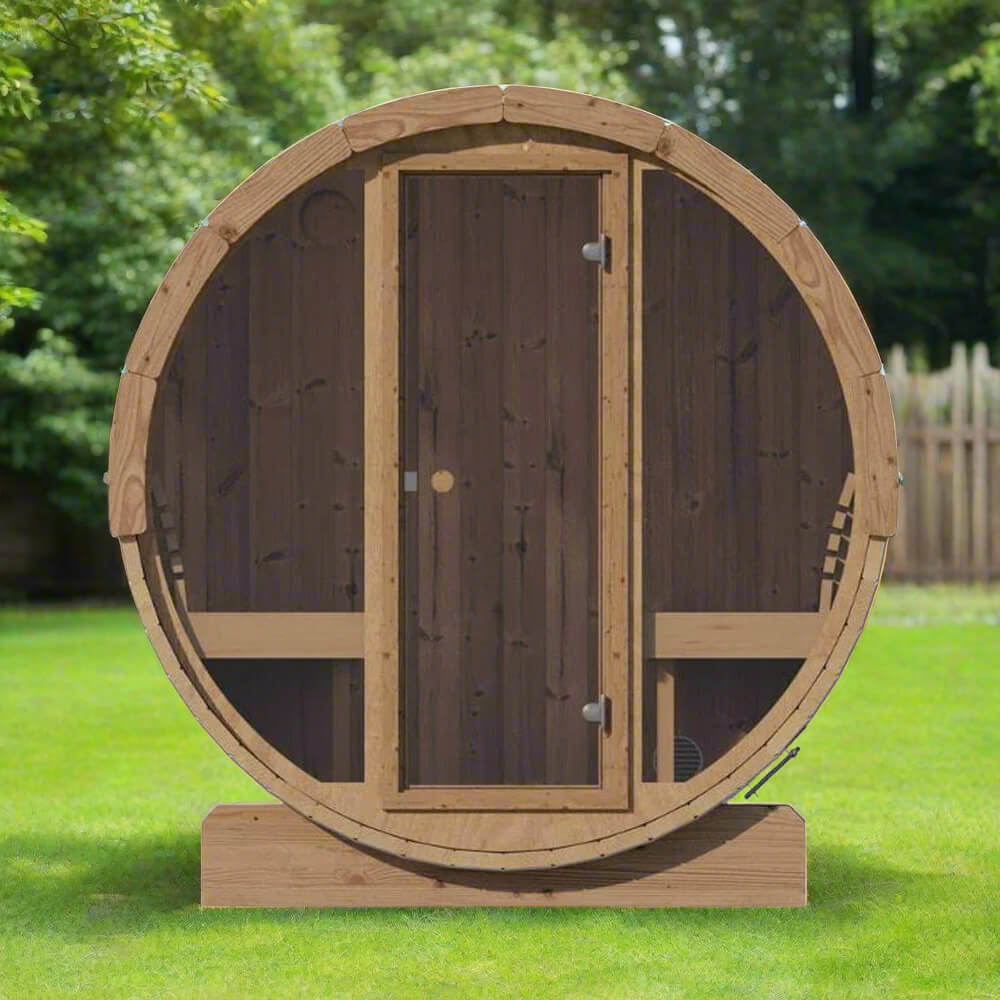 4-Person Outdoor Sauna Barrel With Glass Front