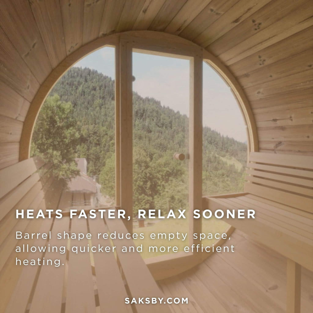 4-Person Outdoor Sauna Barrel With Glass Front