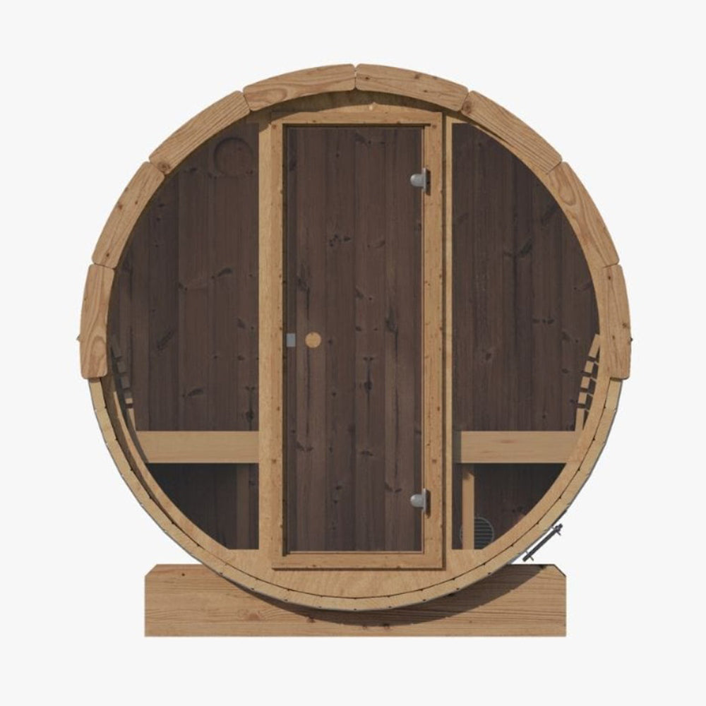 6-Person Outdoor Sauna Barrel With Tempered Glass Front