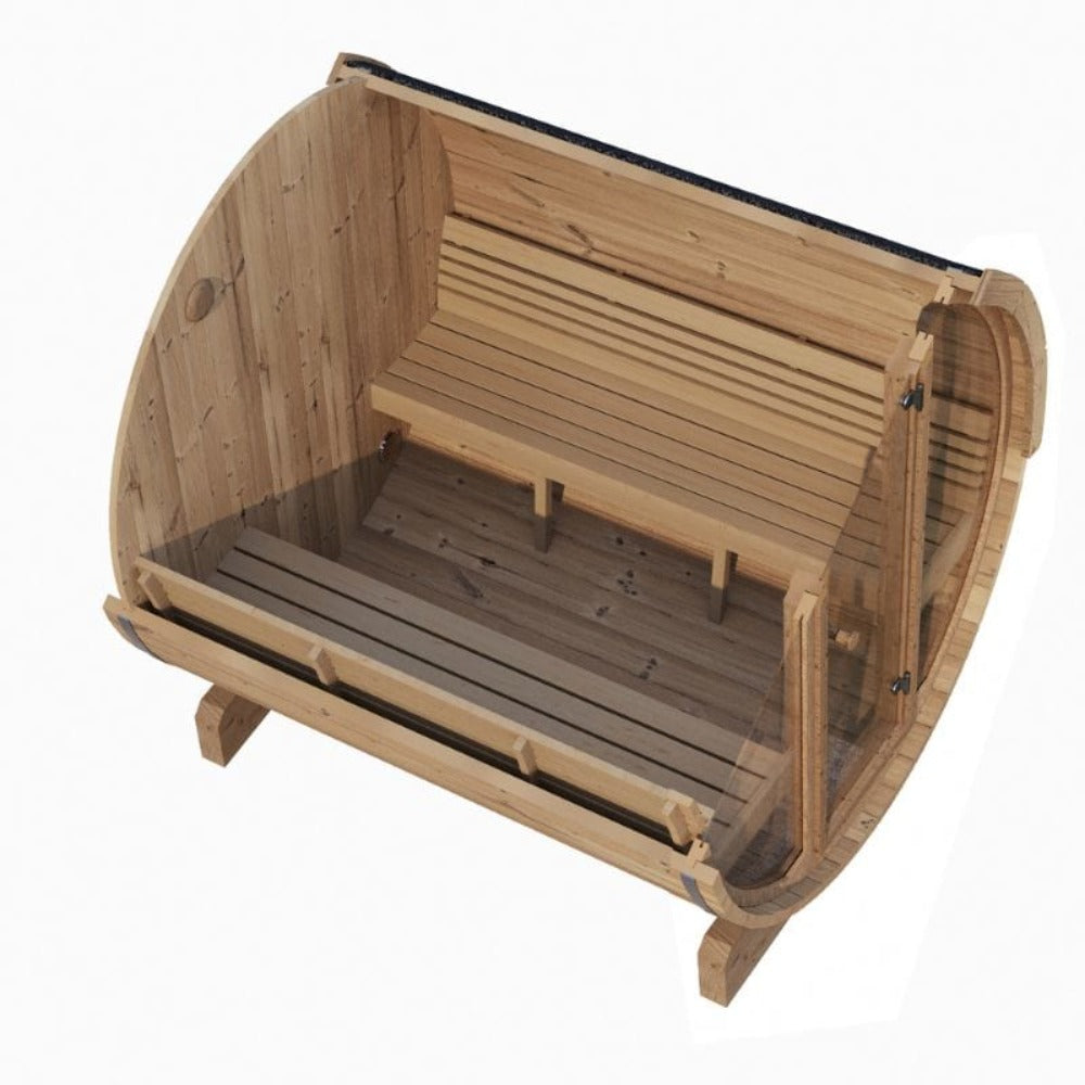 6-Person Outdoor Sauna Barrel With Tempered Glass Front