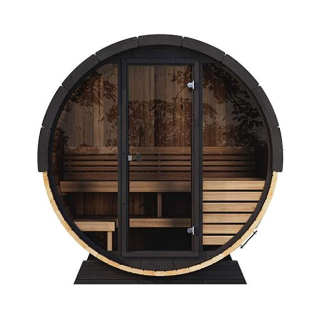 4-Person Outdoor Sauna Barrel With Tempered Glass Front