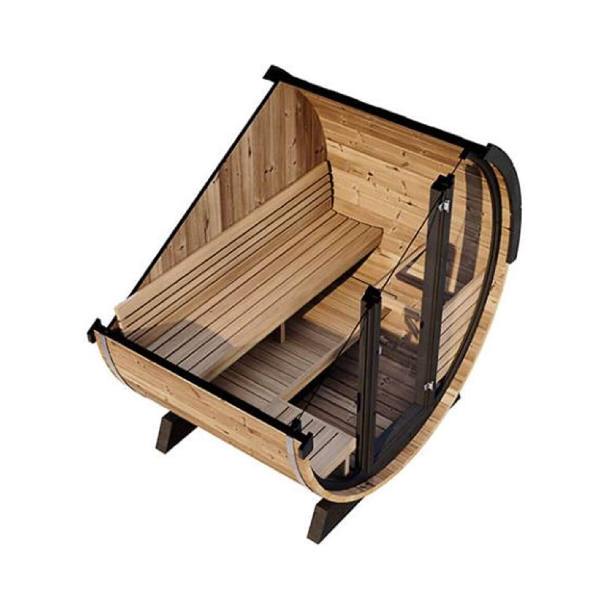 4-Person Outdoor Sauna Barrel With Tempered Glass Front