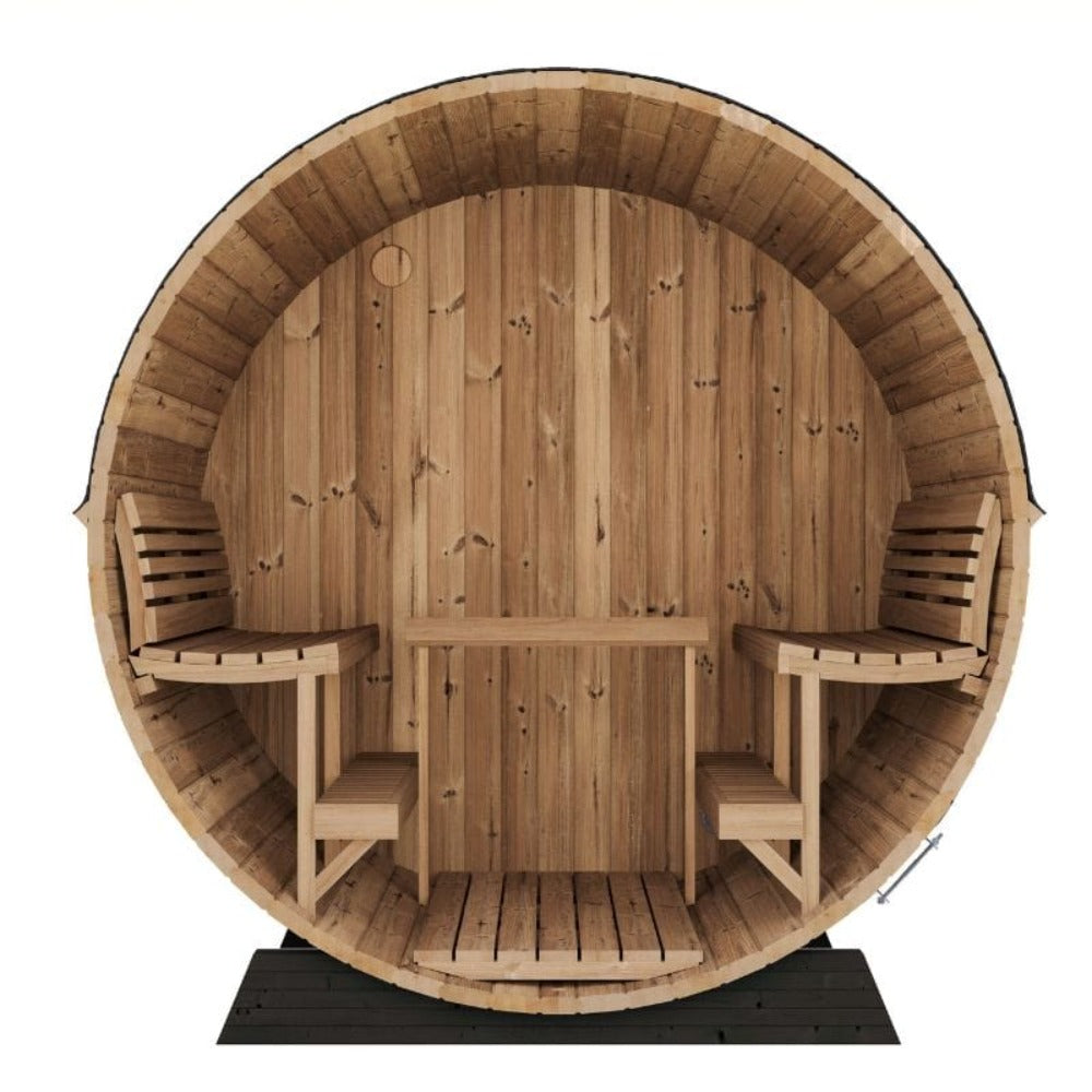6-Person Outdoor Sauna Barrel With Tempered Glass Front