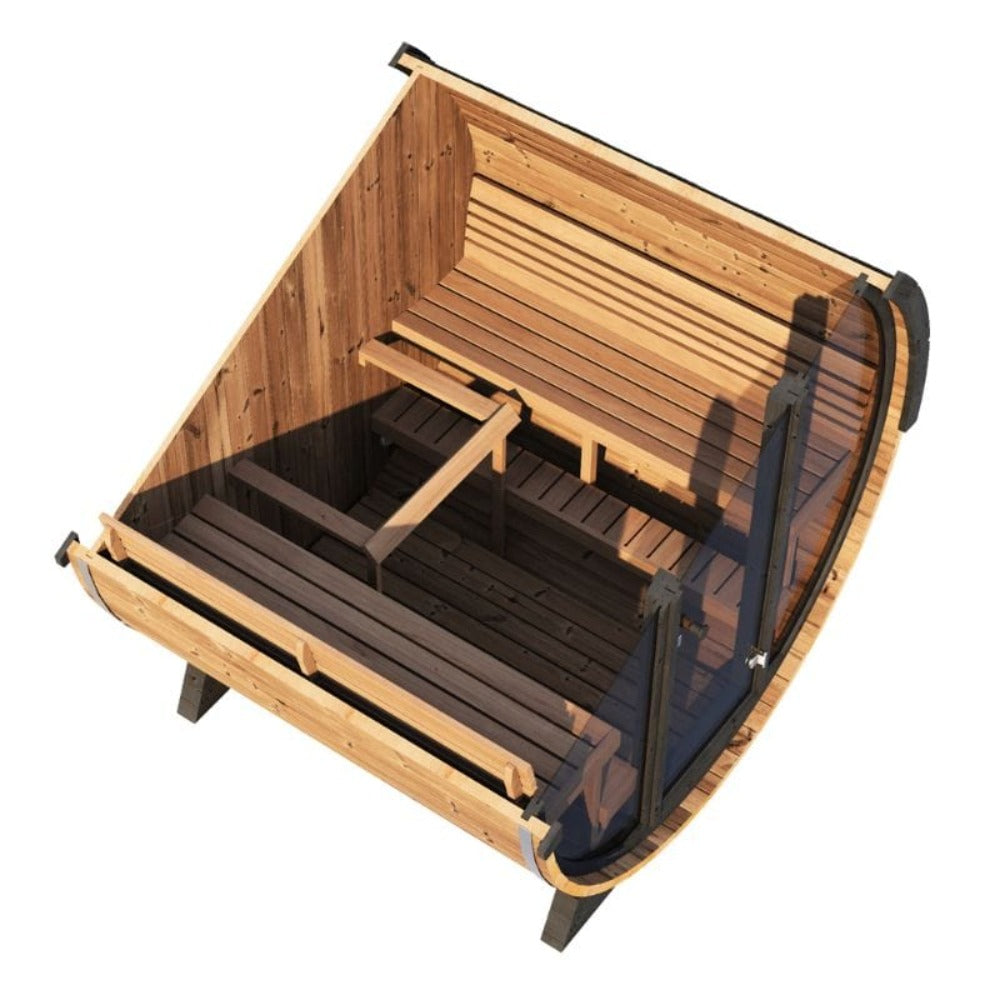 6-Person Outdoor Sauna Barrel With Tempered Glass Front