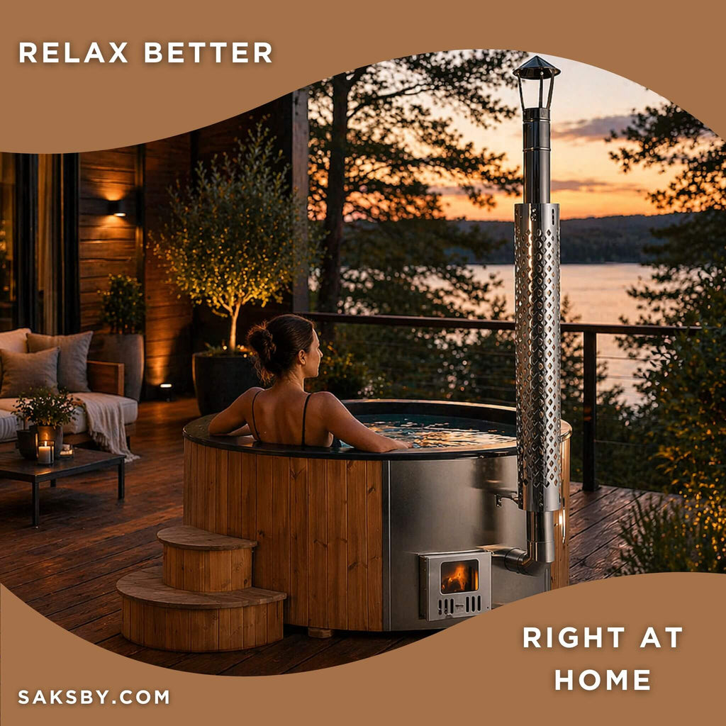Premium 6-Person Home Wood-Burning Hot Tub