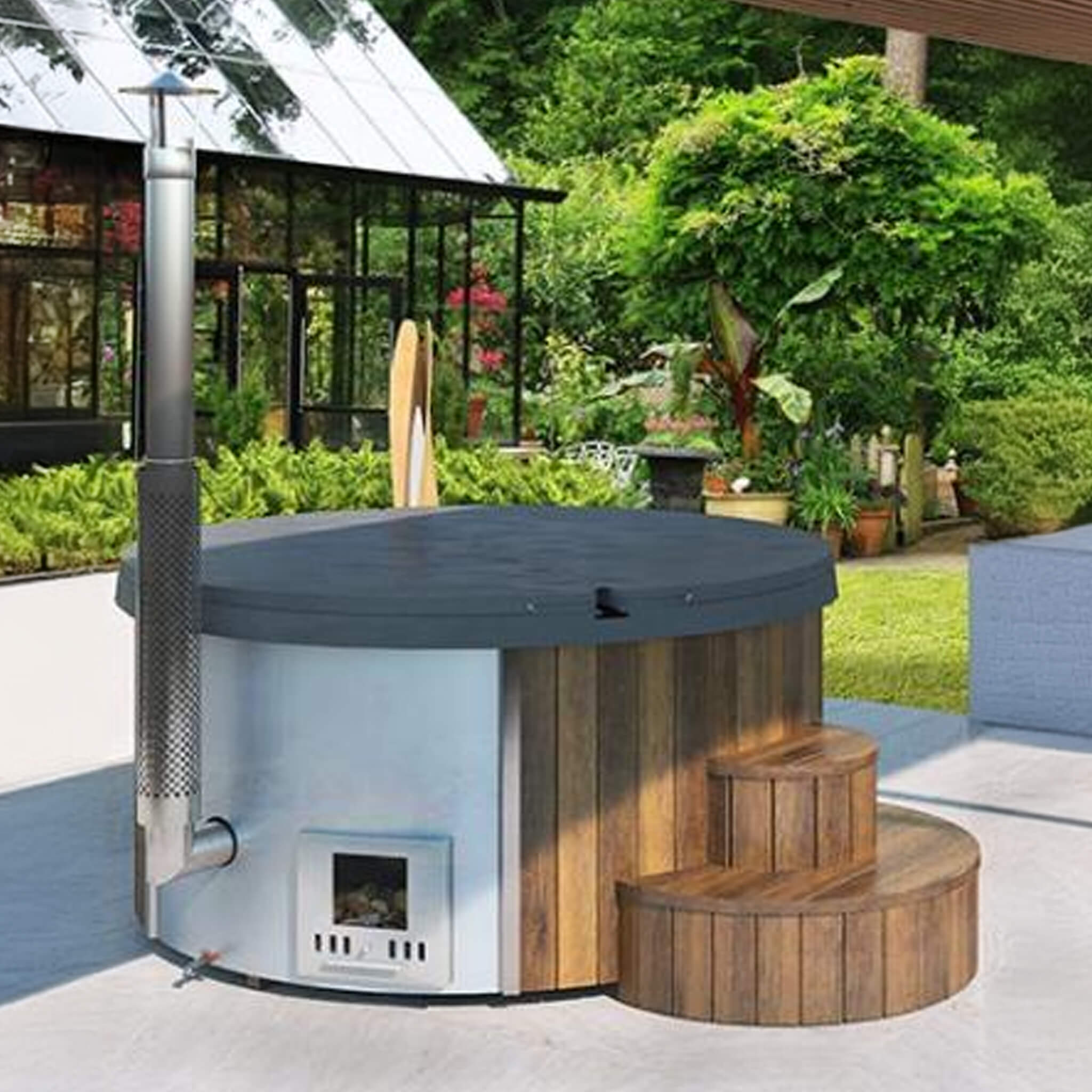 Premium 6-Person Home Wood-Burning Hot Tub