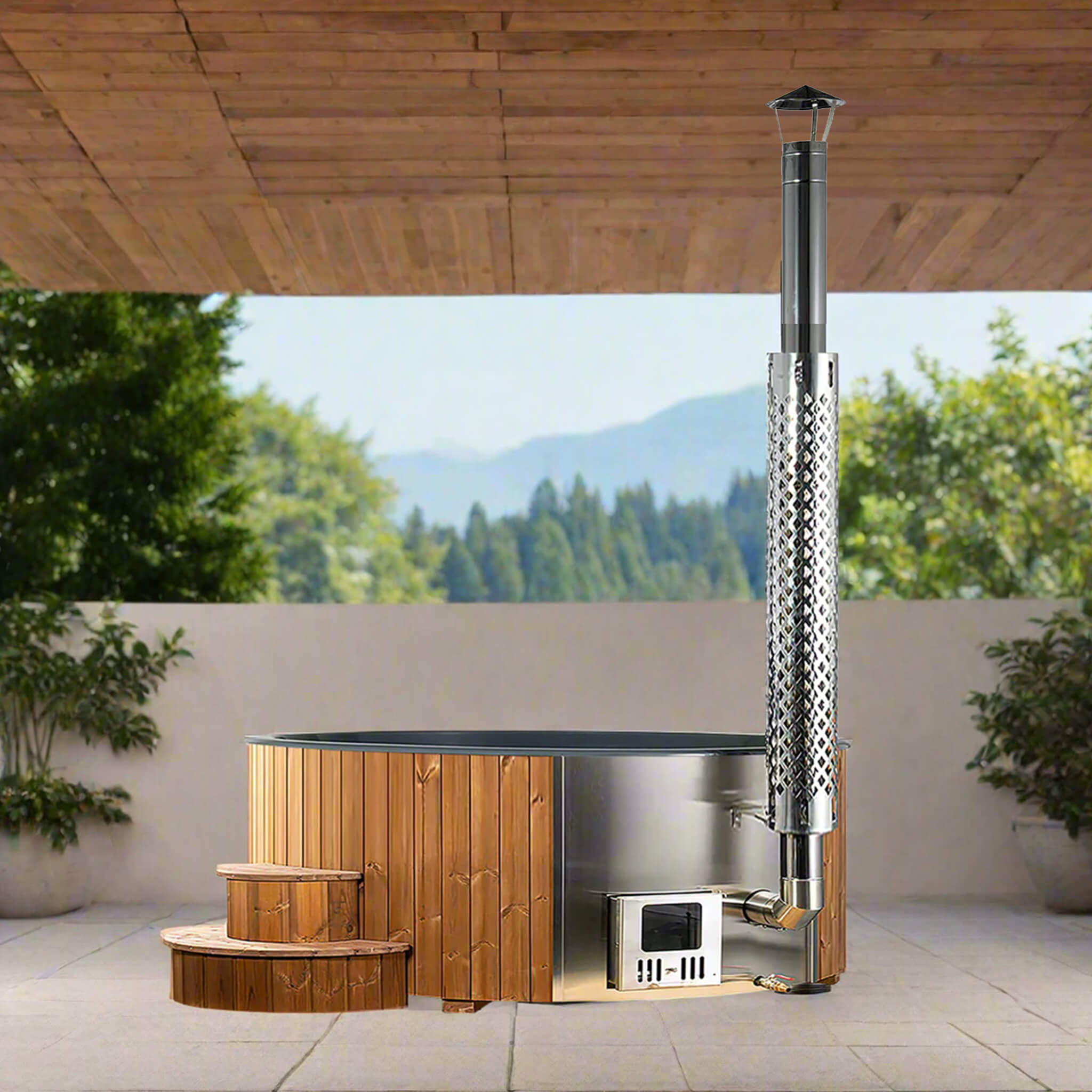 Premium 6-Person Home Wood-Burning Hot Tub