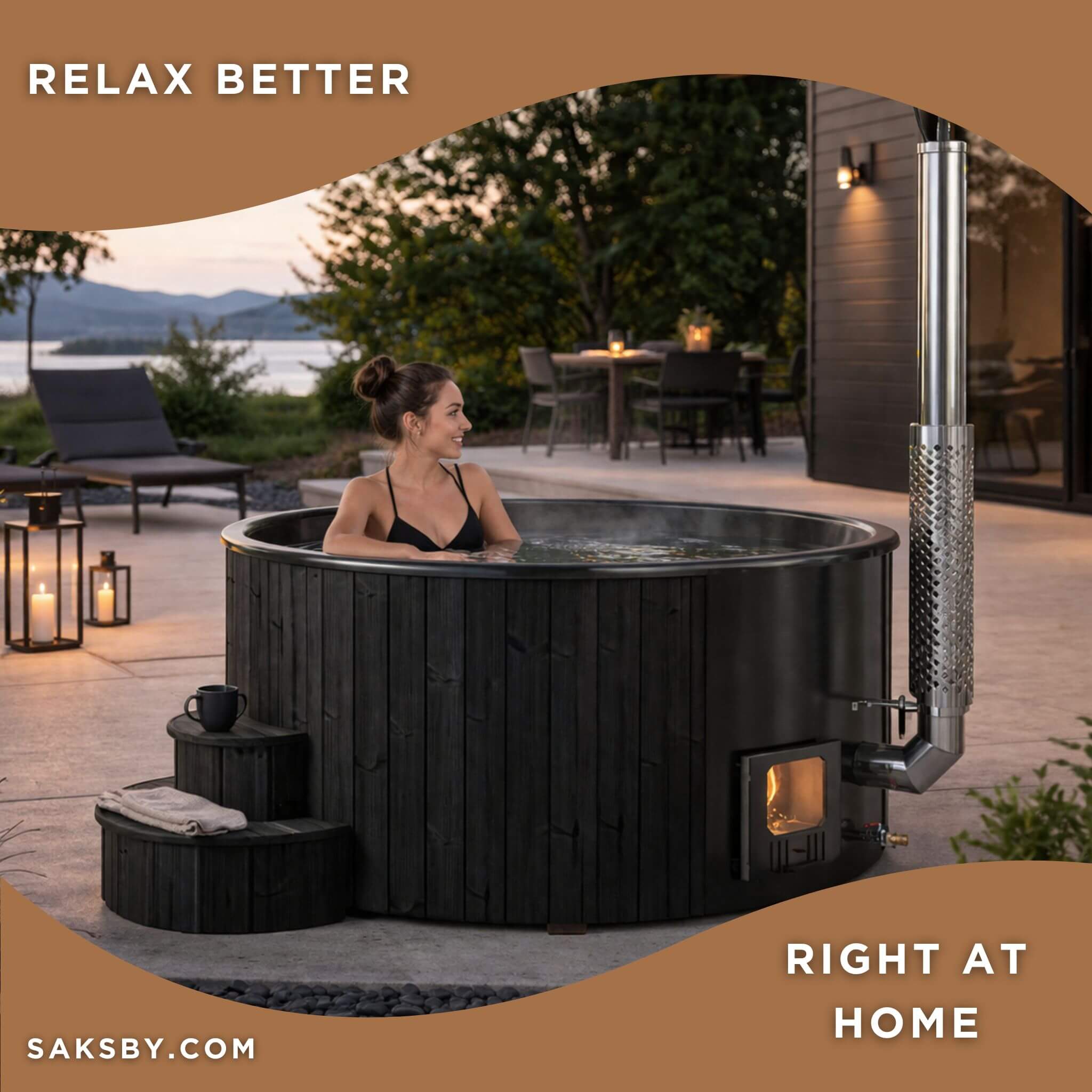7-Person Soak-Series Home Wood-Burning Hot Tub
