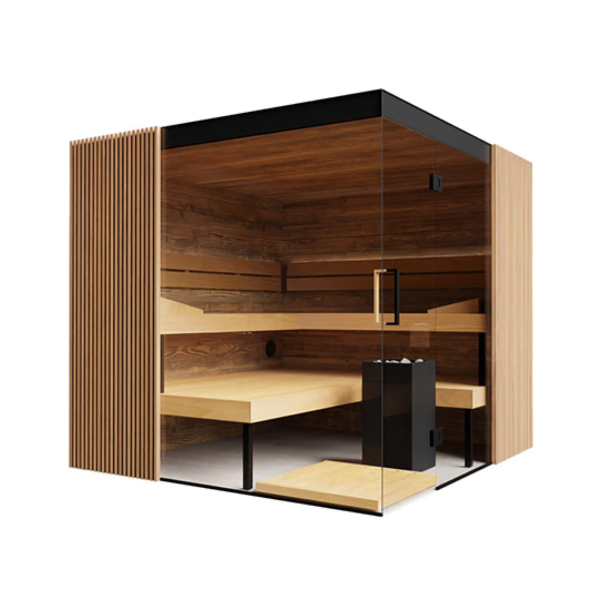 4-Person Indoor Semi Panoramic Glass Sauna Cabin [Made-To-Order]