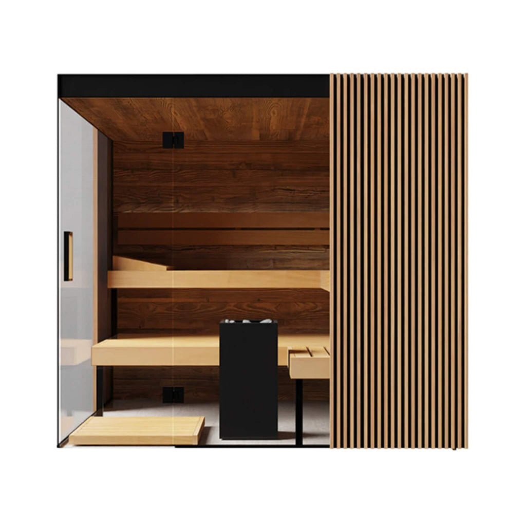 4-Person Indoor Semi Panoramic Glass Sauna Cabin [Made-To-Order]