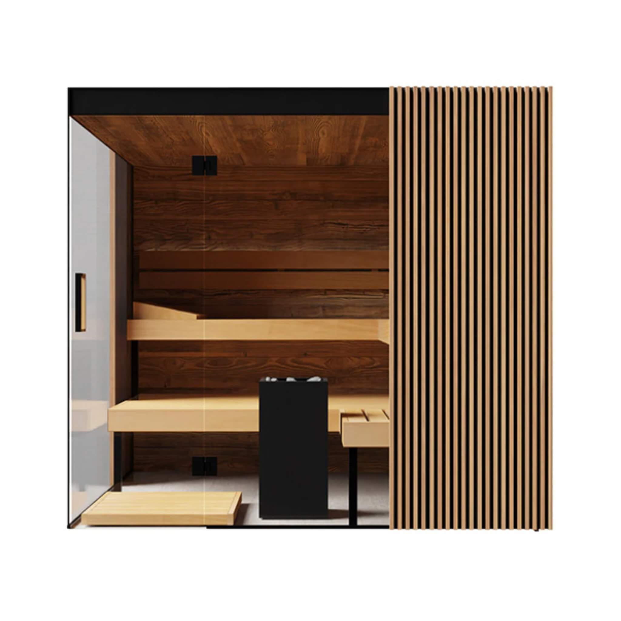 4-Person Indoor Semi Panoramic Glass Sauna Cabin [Made-To-Order]