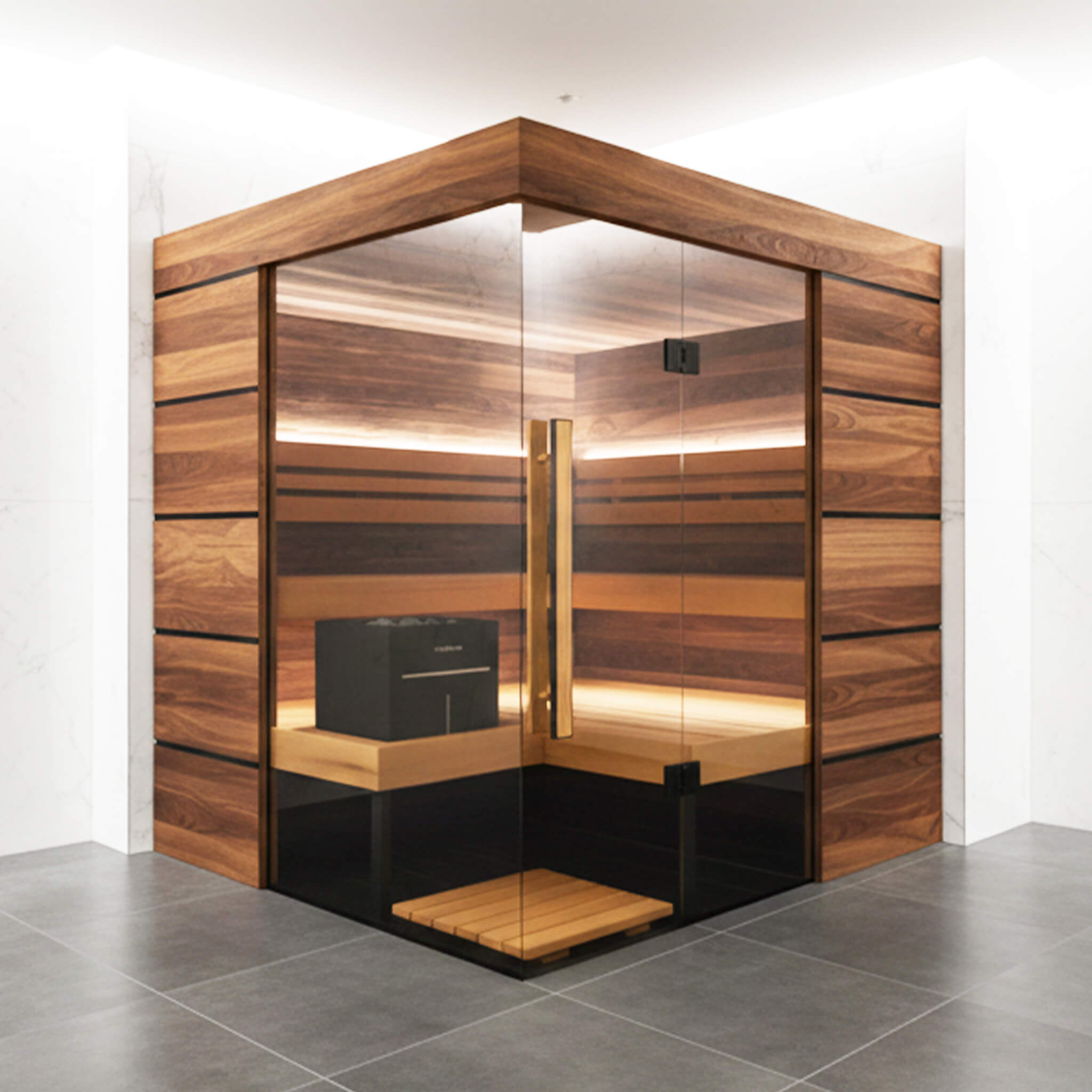 4-Person Indoor Semi Panoramic Glass Sauna Cabin [Made-To-Order]