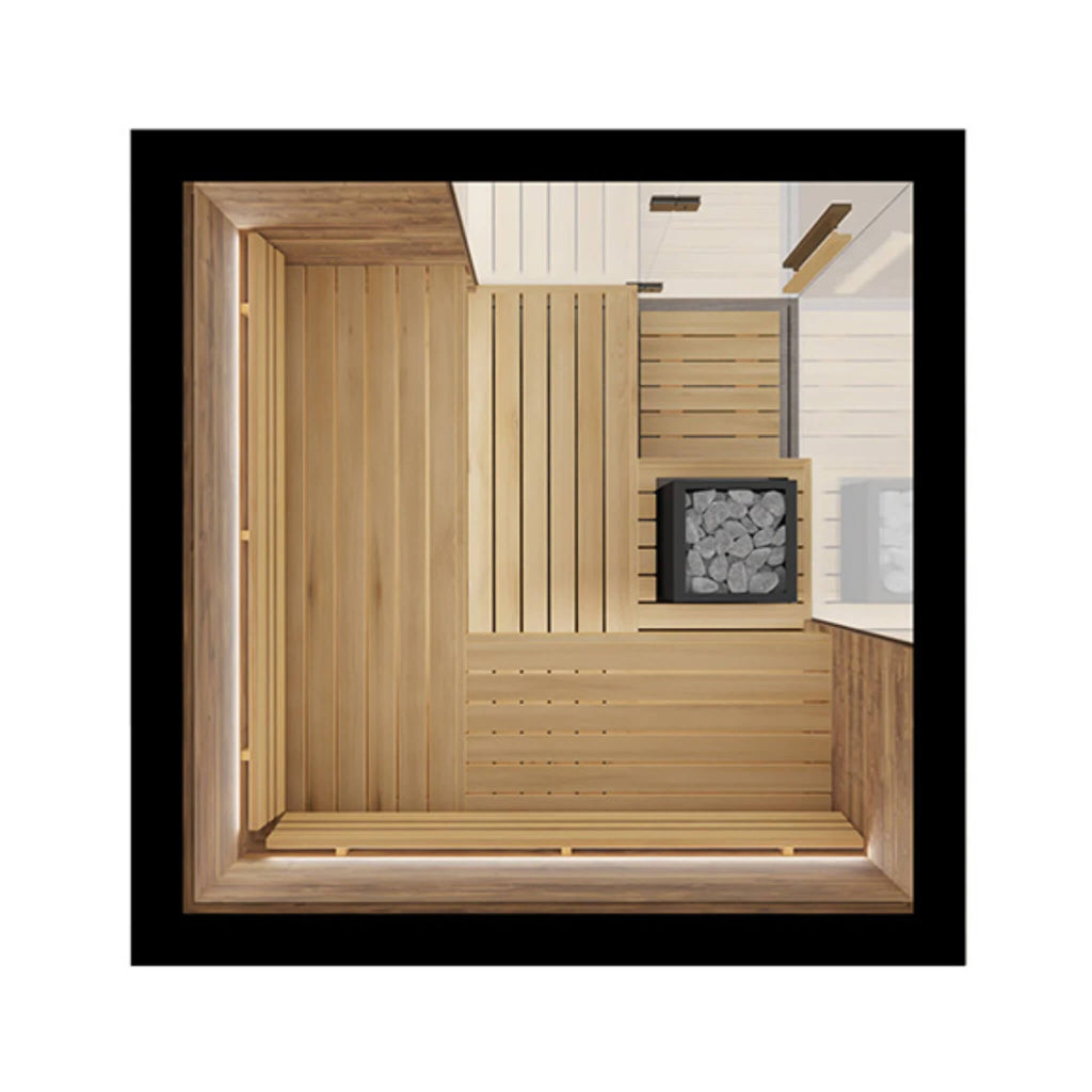 4-Person Indoor Semi Panoramic Glass Sauna Cabin [Made-To-Order]