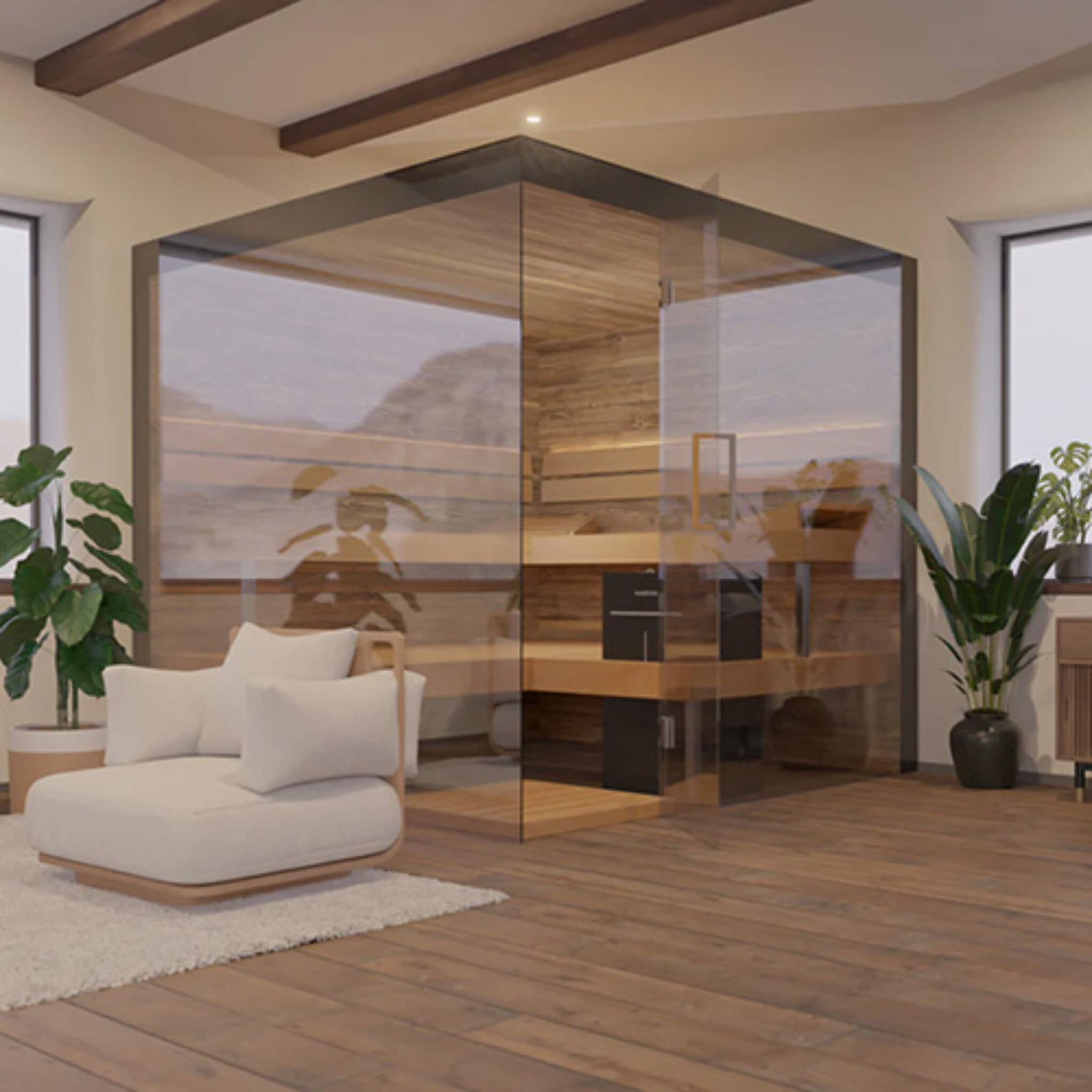 2-5 Person Indoor Glass Sauna Cabin